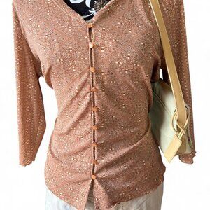 J.Jill Button Up Top With Boho Design Women’s Size Large Cotton cottagecore USA